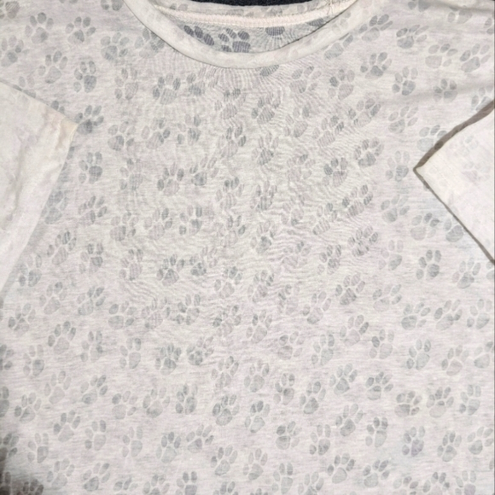 Large paw print shirt dog‎ puppy short sleeve sheer